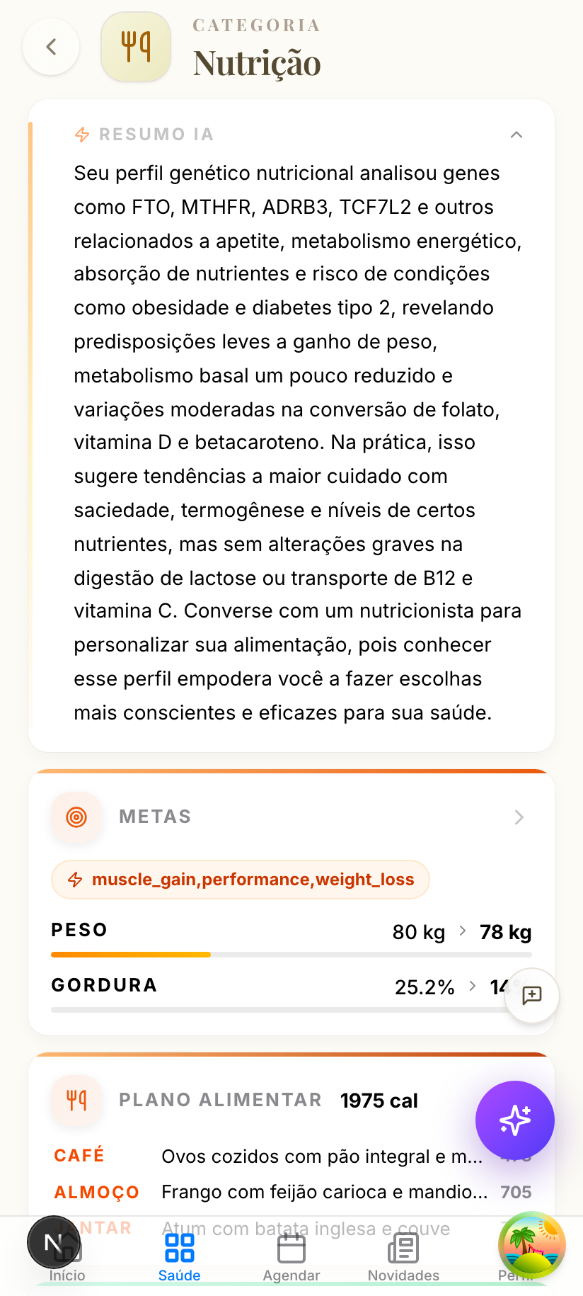 Cardápio pelo seu DNA